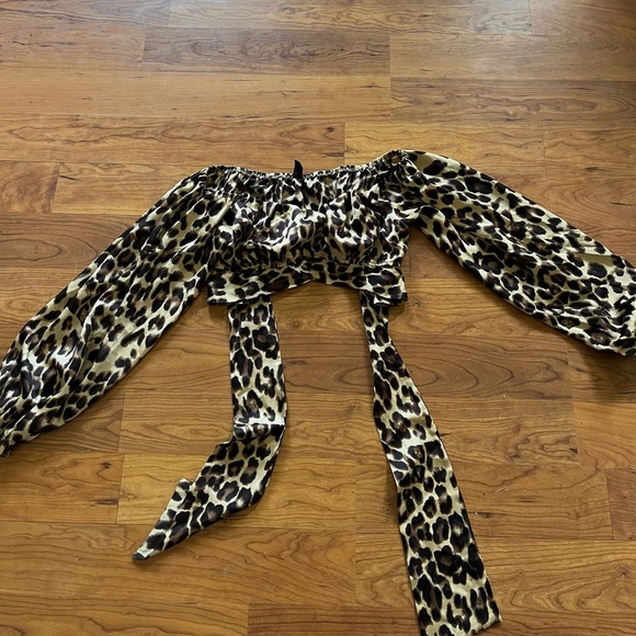 Windsor Feline Fierce Leopard Print Crop Top - Picture 2 of 5